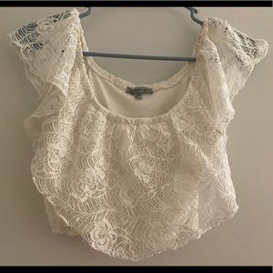 Lace white crop top